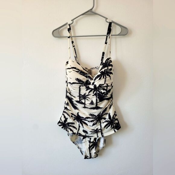 Tommy Bahama One Piece Swimsuit Bathing Suit Palm Tropical Beach Slimming Medium - Picture 1 of 6